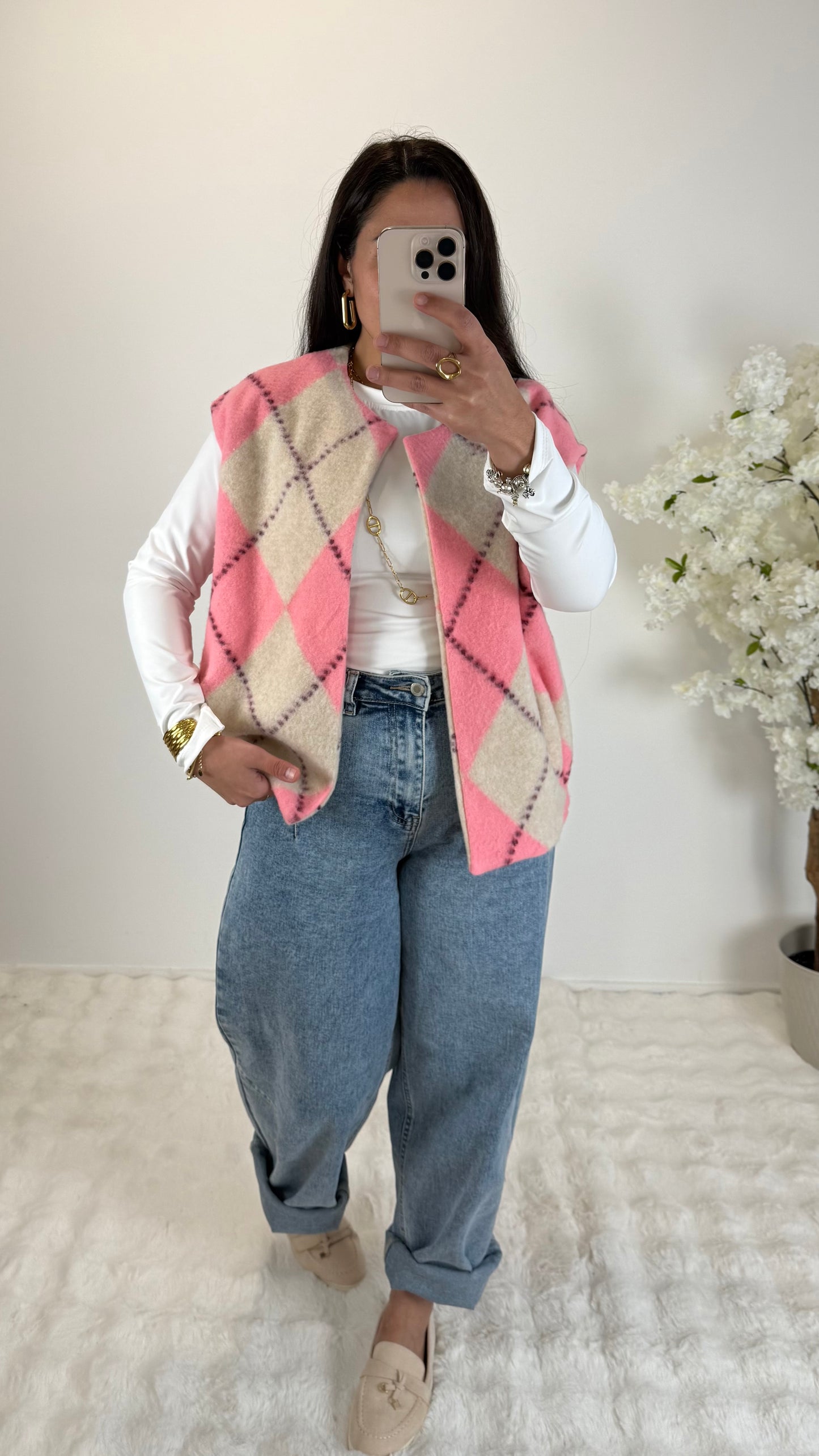 VESTE JACQUARD ROSE