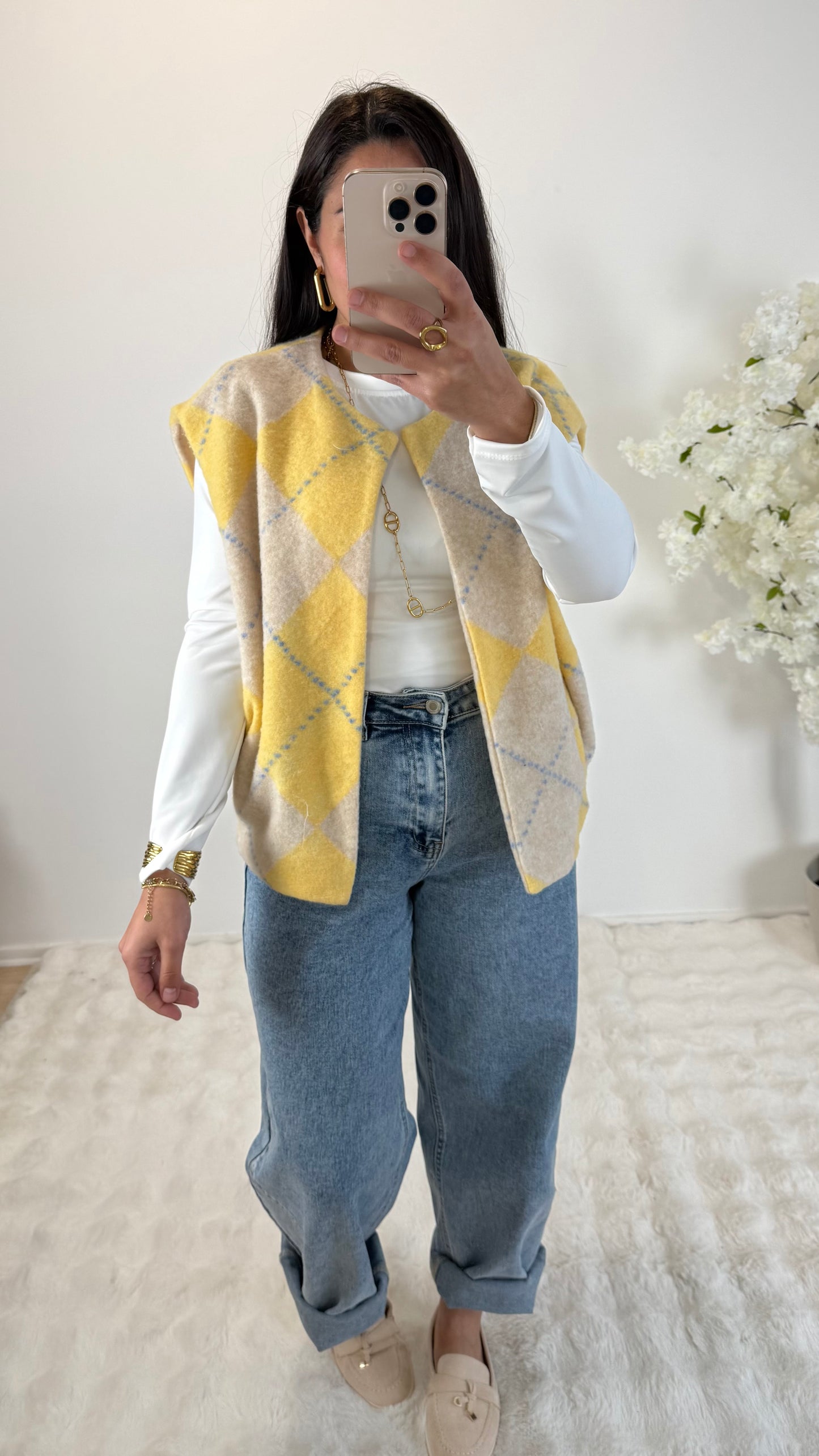 VESTE JACQUARD JAUNE