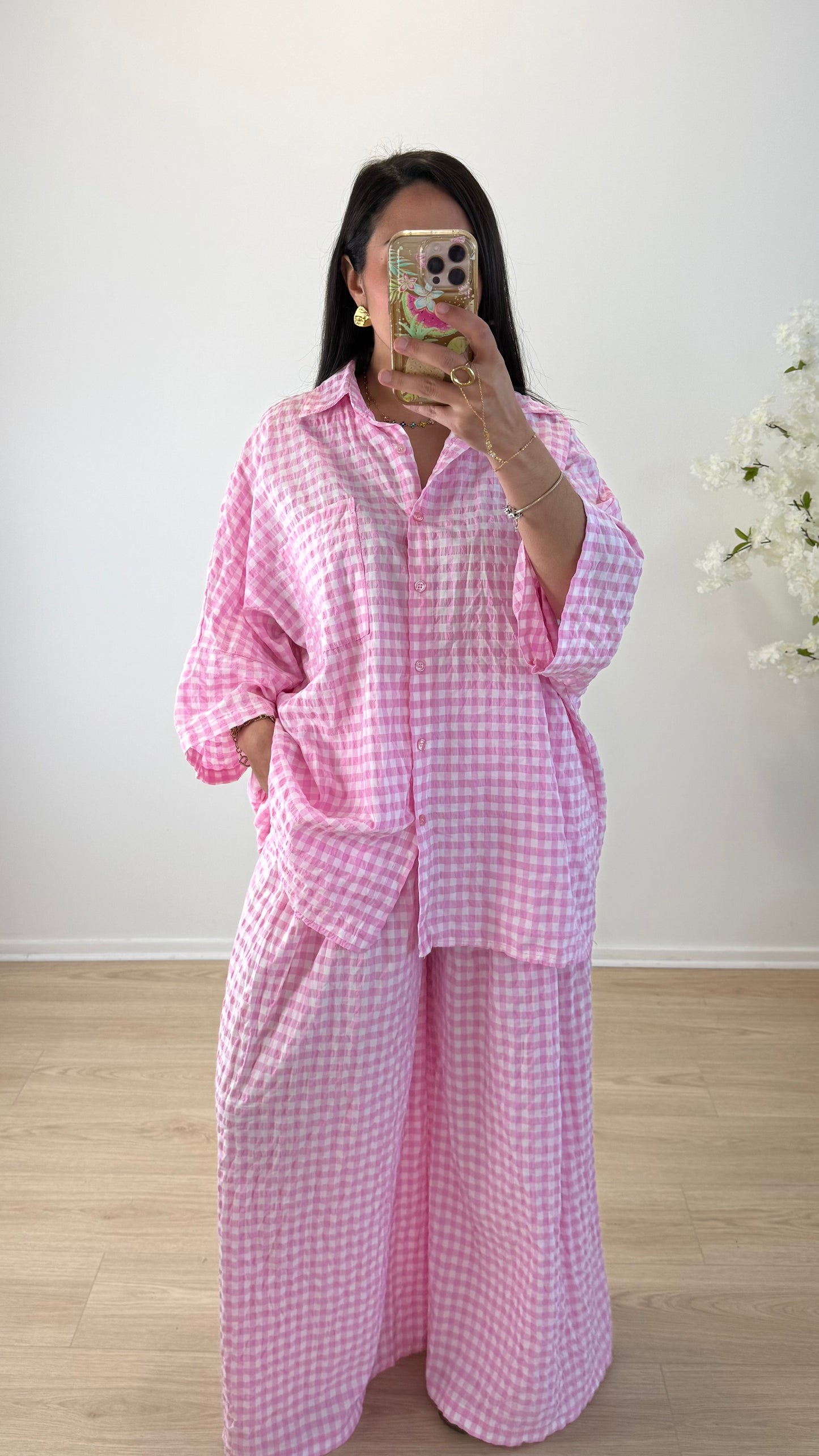 PANTALON VICHY ROSE
