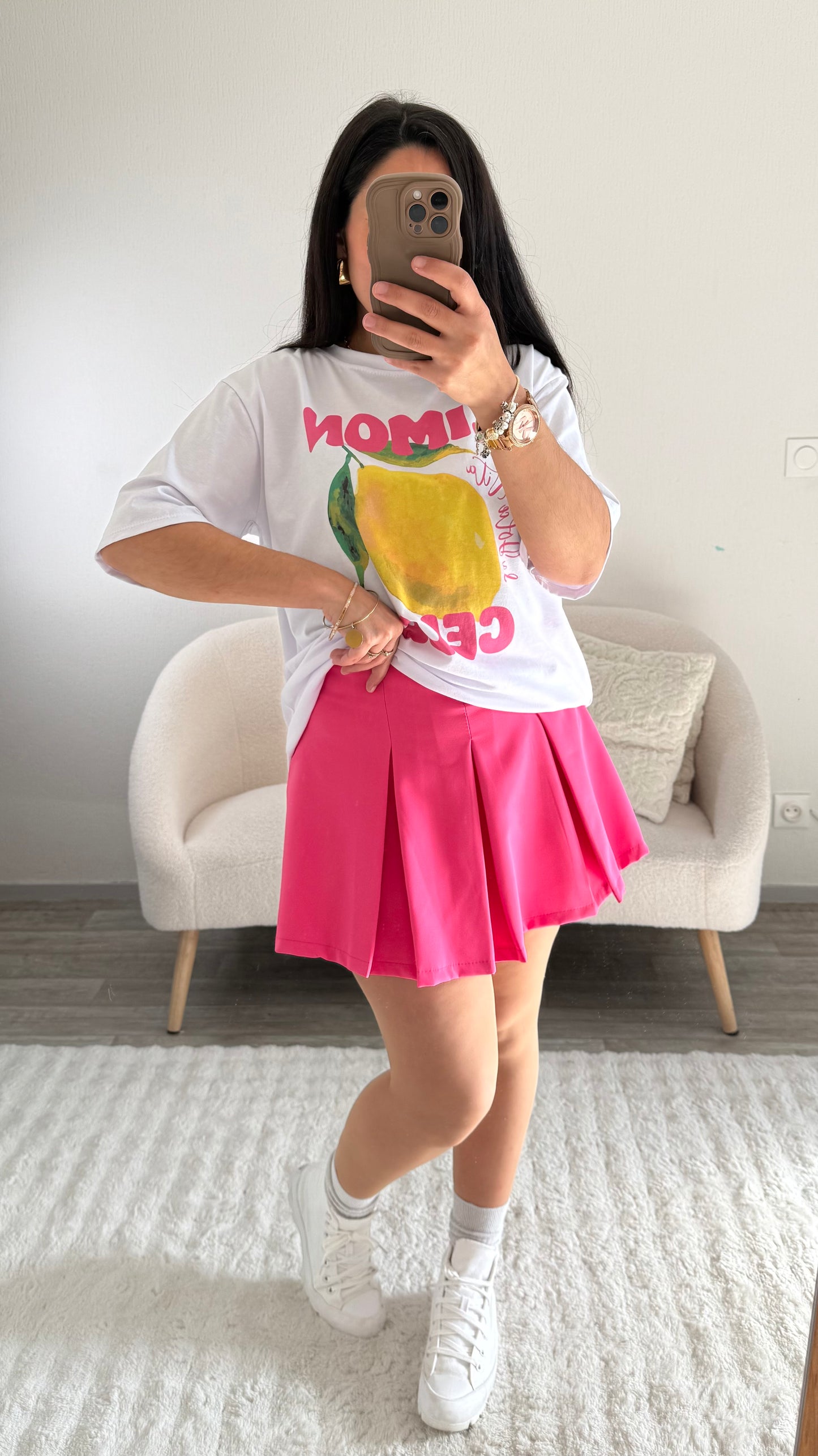 JUPE SHORT JUSTINE FUSHIA