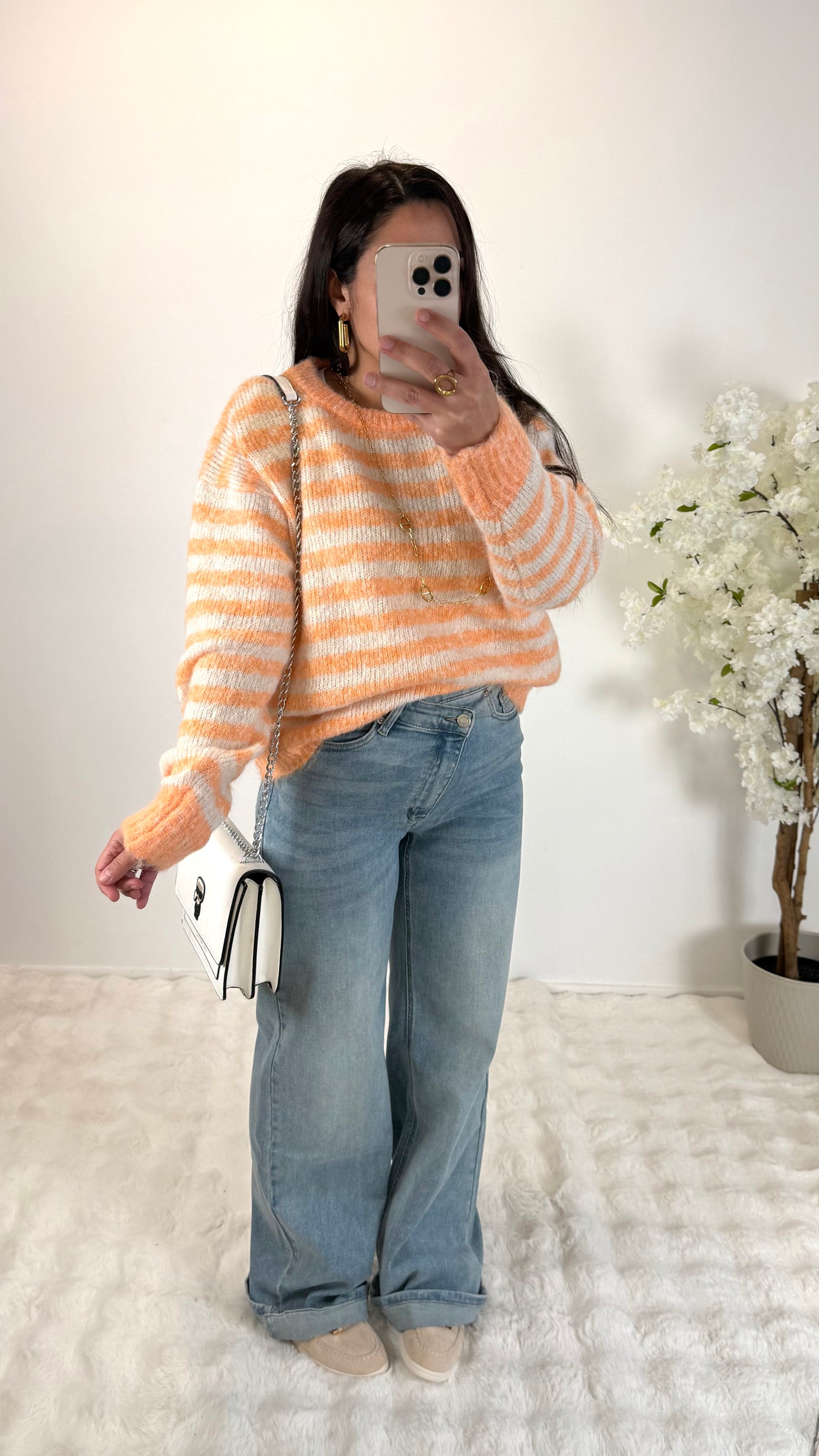 PULL RAYÉ ORANGE