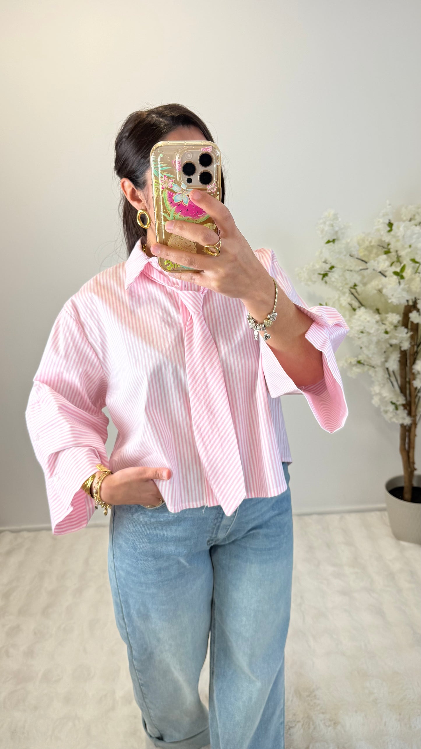 CHEMISE CRAVATE ROSE