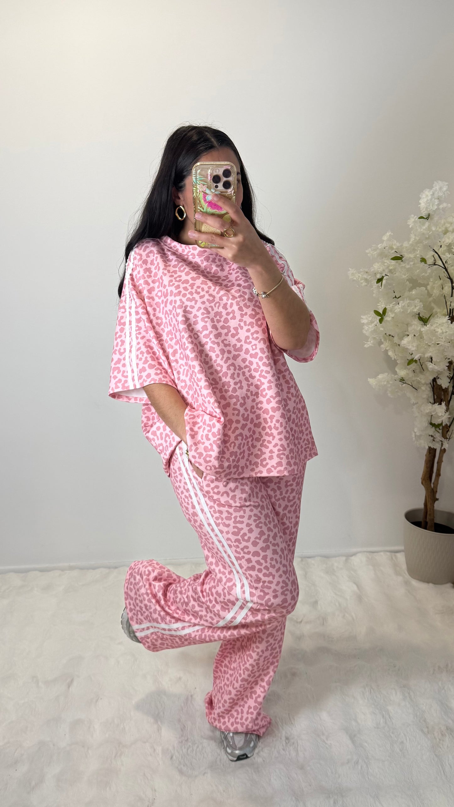 ENSEMBLE JOGGING LÉOPARD ROSE