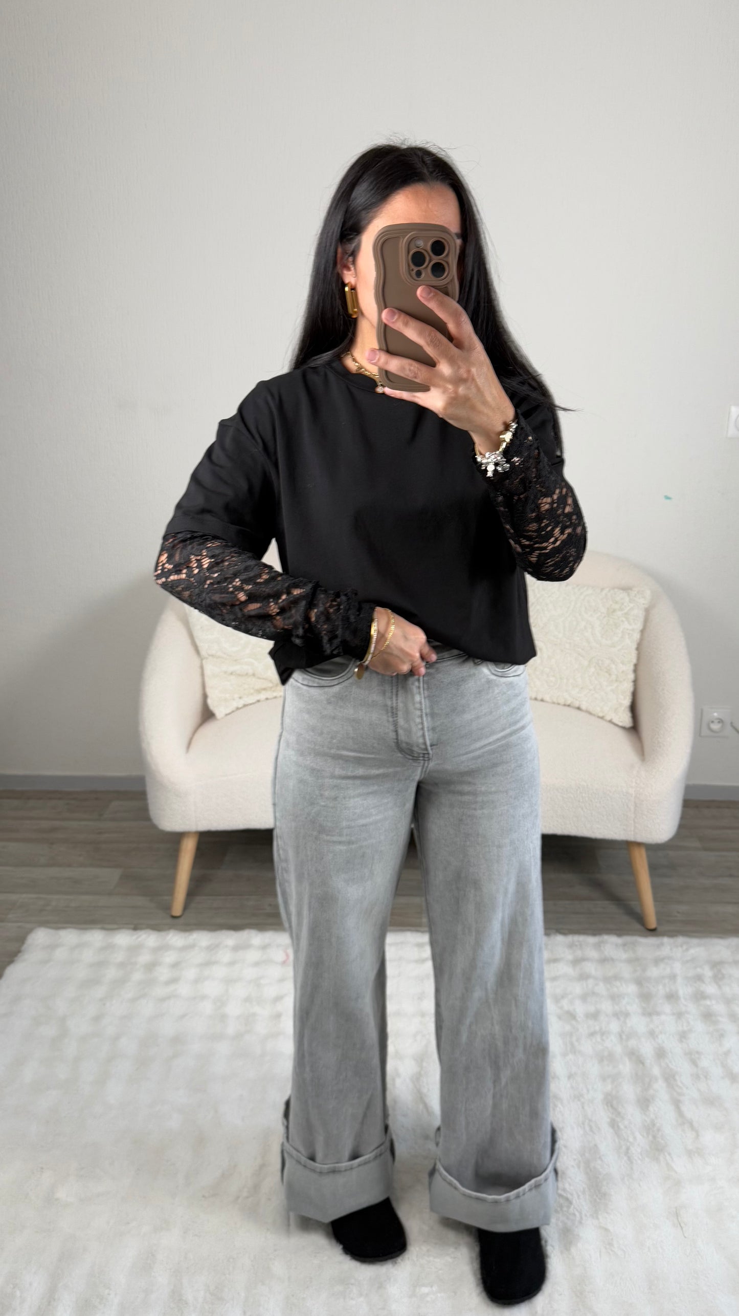 JEANS GRIS PALAZZO FIT