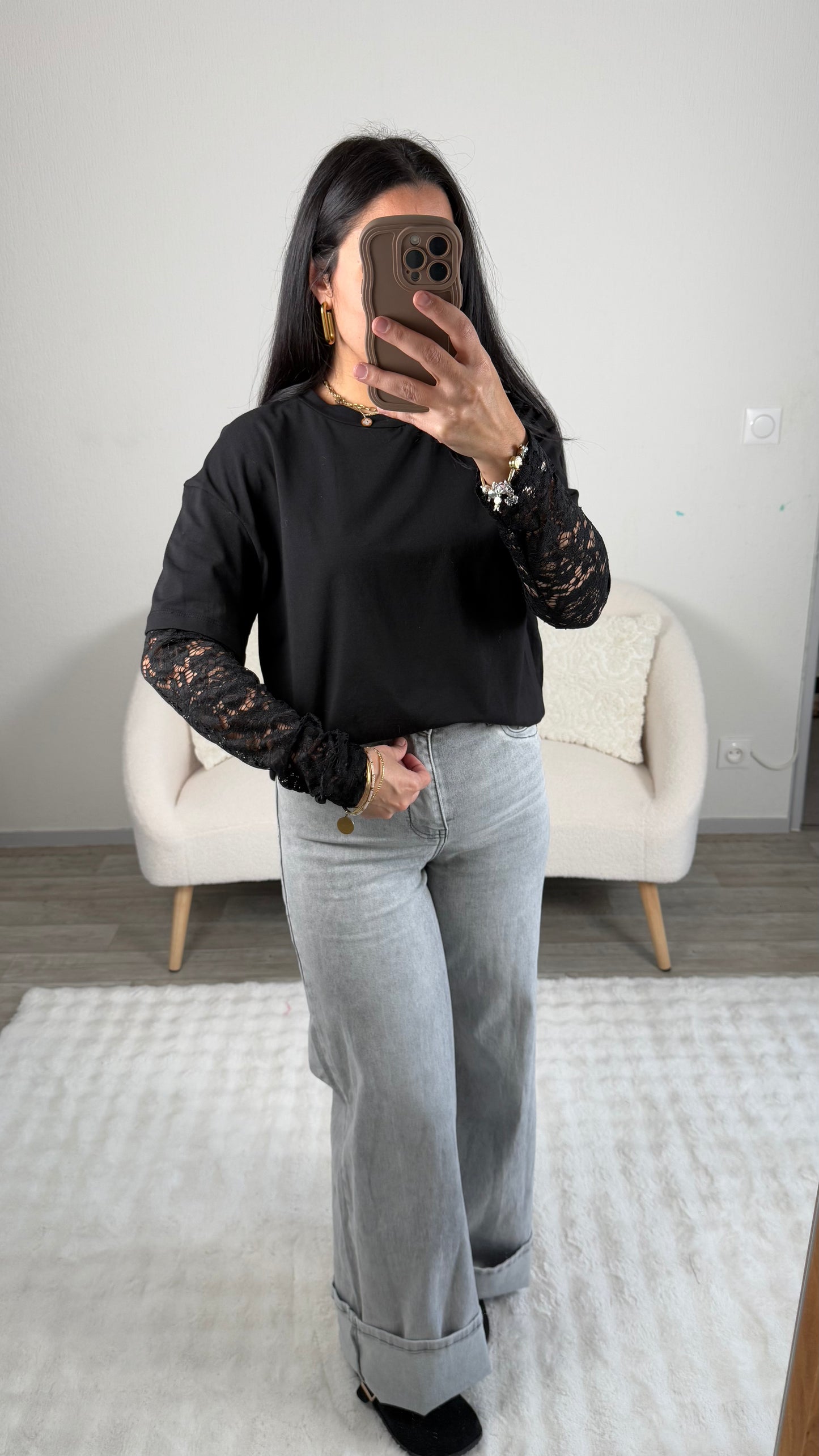 JEANS GRIS PALAZZO FIT