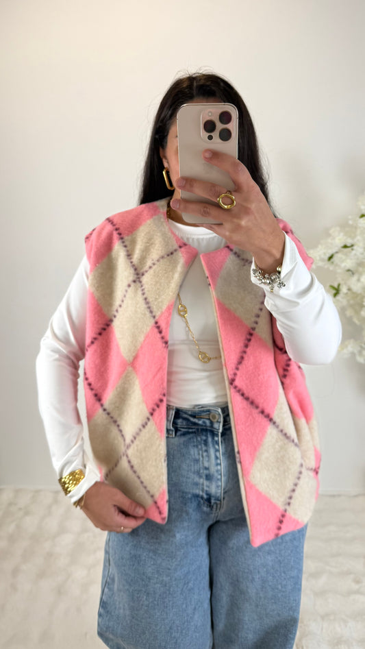 VESTE JACQUARD ROSE