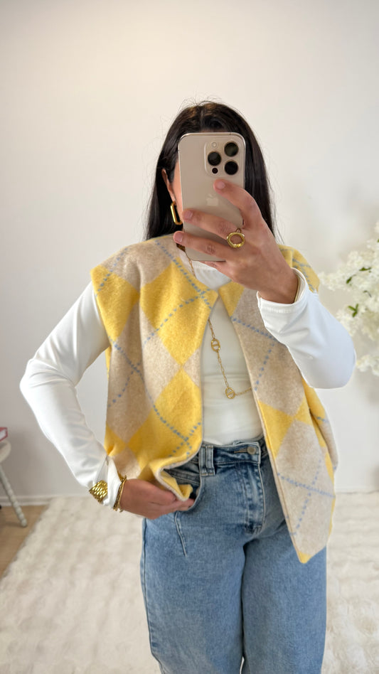 VESTE JACQUARD JAUNE