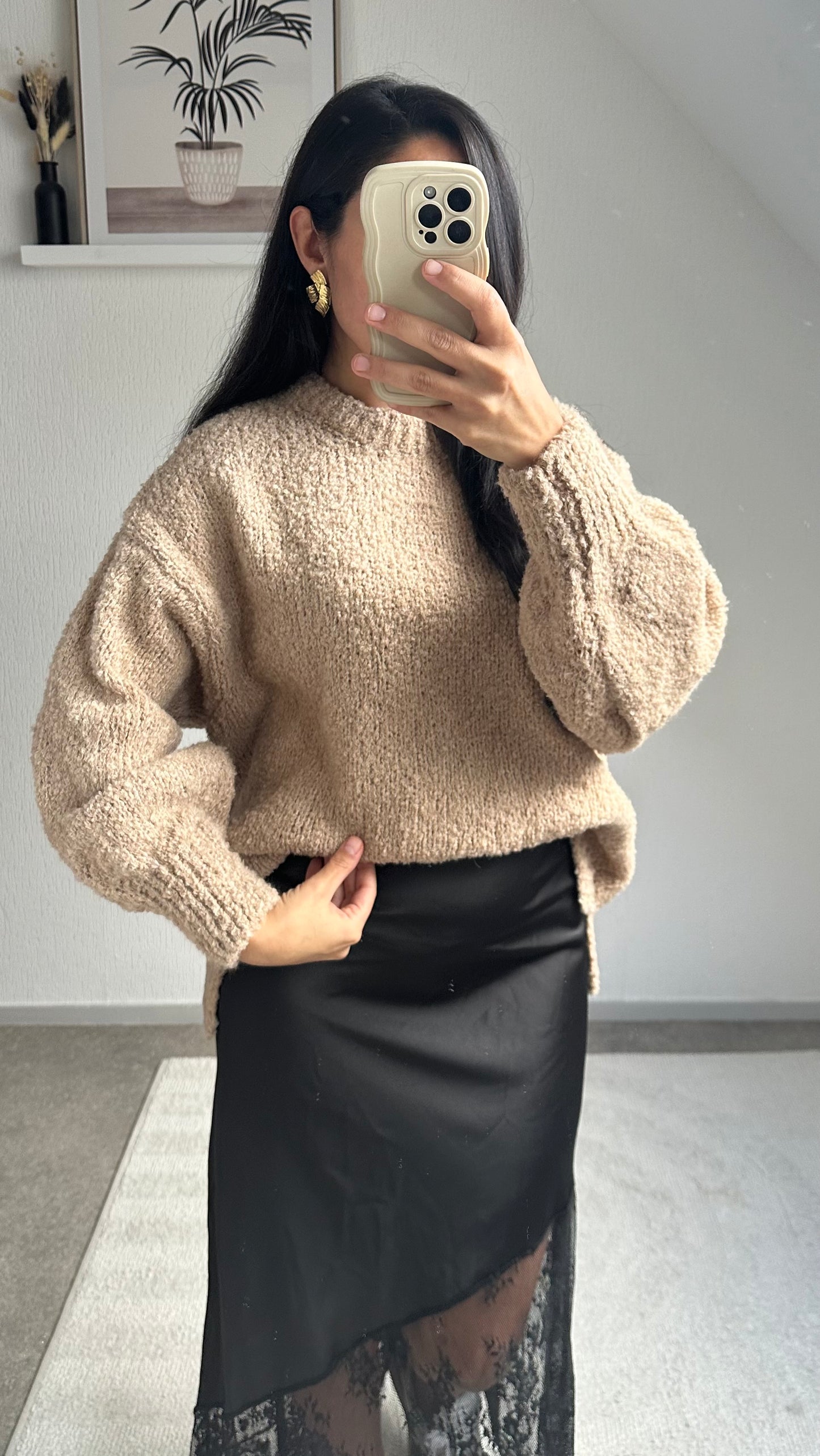 PULL DOUDOU COURT TAUPE