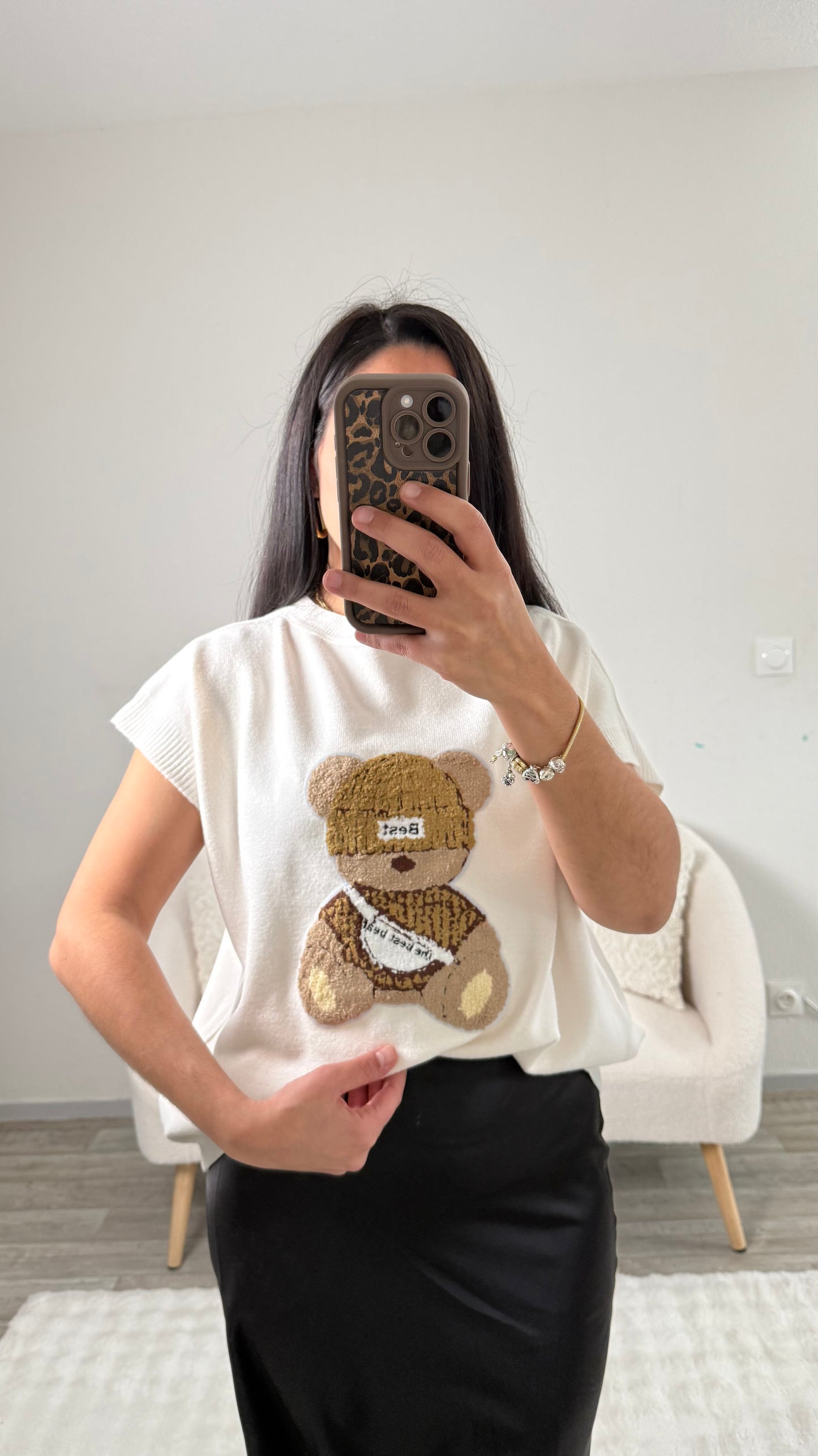 PULL MANCHE COURTE 🧸 ÉCRU