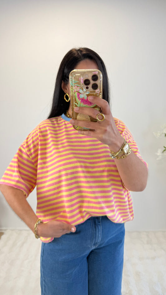 TEE SHIRT ISIS ROSE&JAUNE