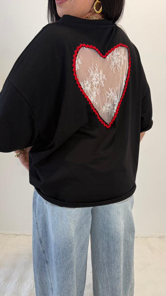 TEE SHIRT COEUR BLACK