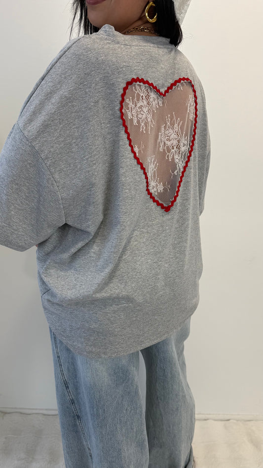 TEE SHIRT COEUR GRIS