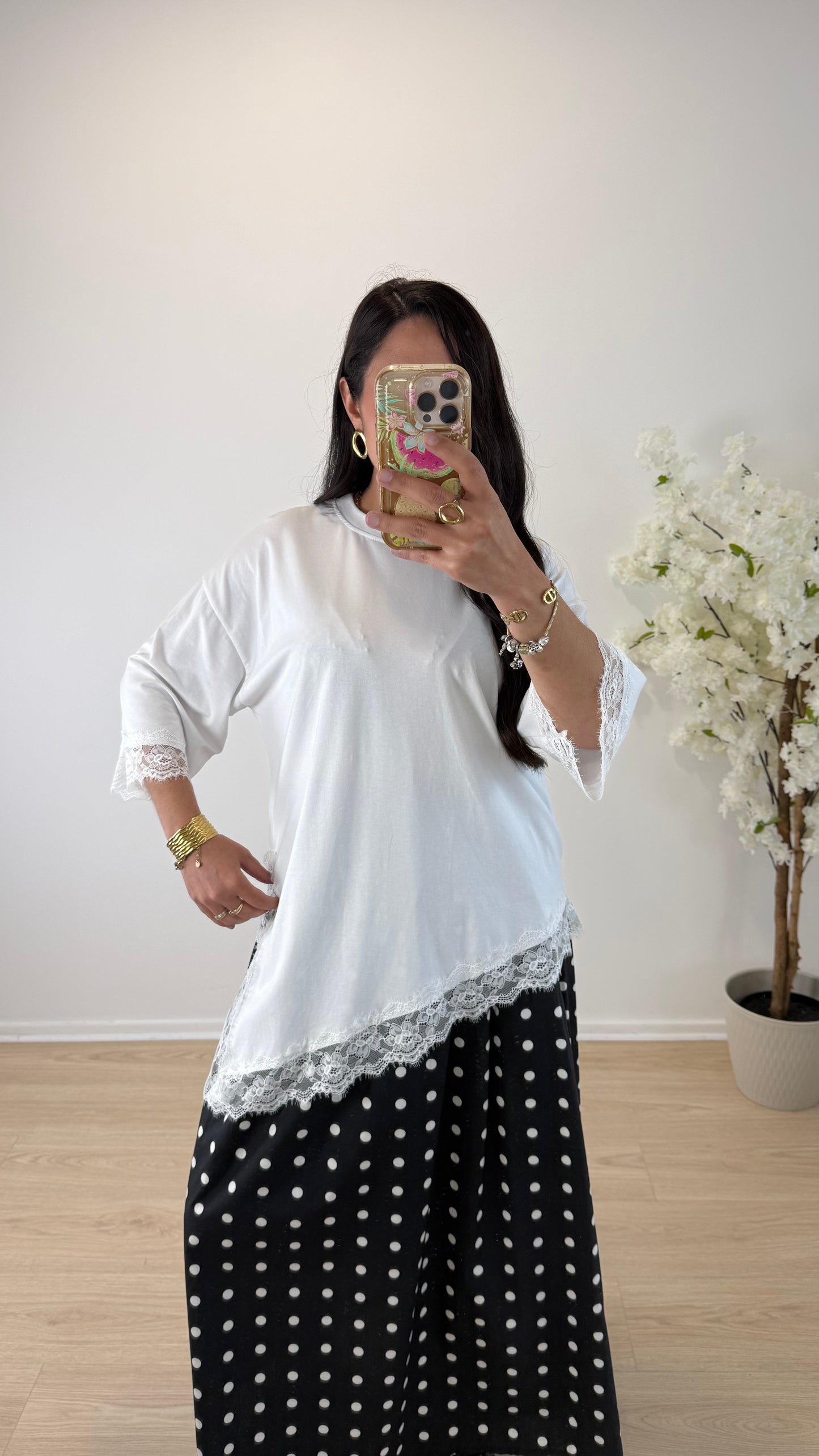 TOP ALINE DENTELLE BLANC