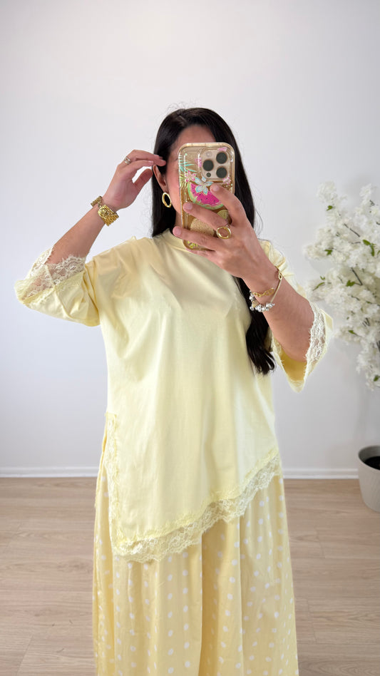 TOP ALINE DENTELLE JAUNE
