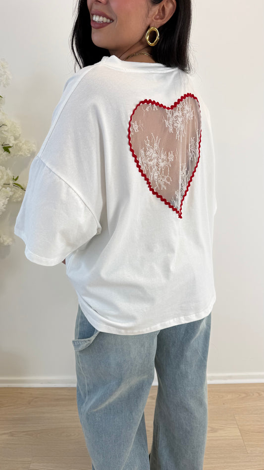 TEE SHIRT COEUR BLANC