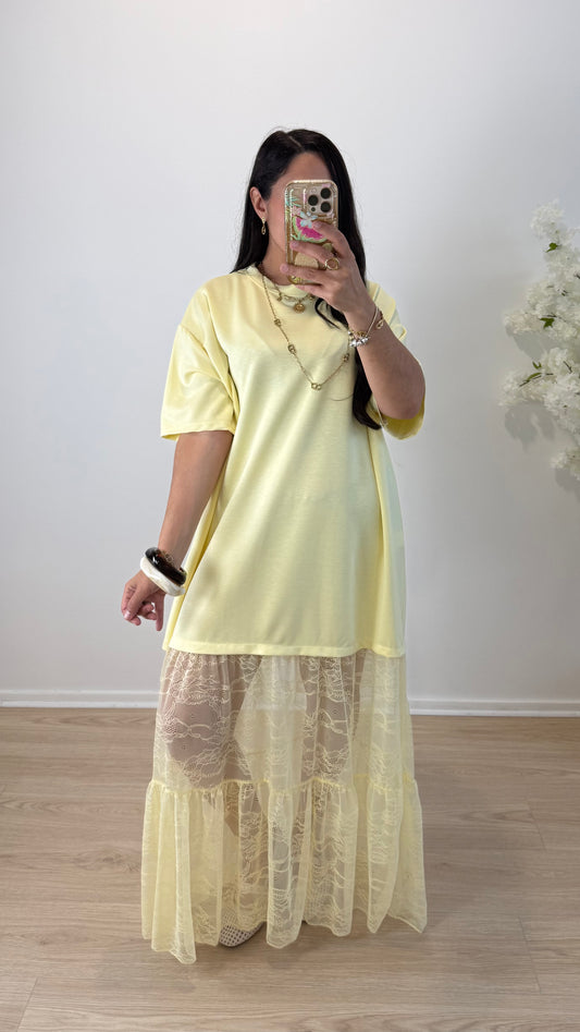 ROBE DENTELLE JAUNE