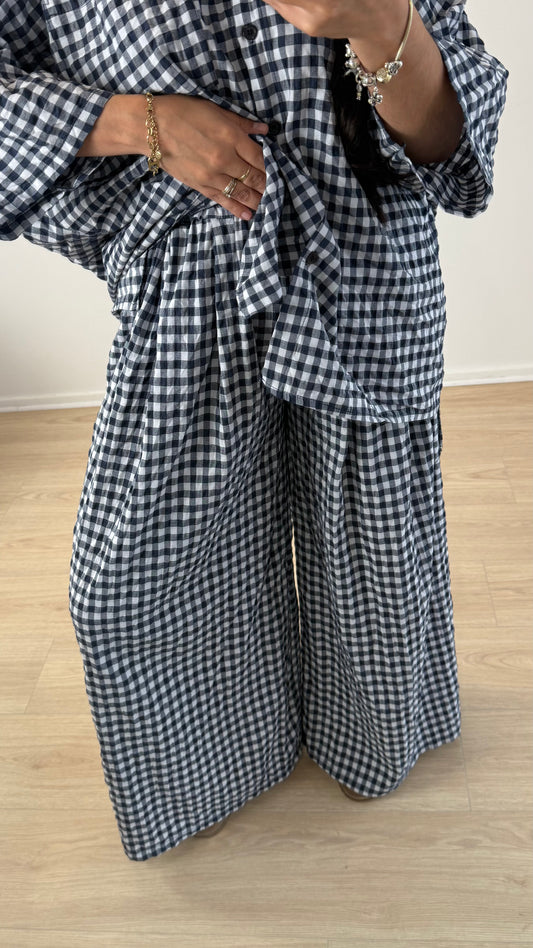 PANTALON VICHY BLEU MARINE