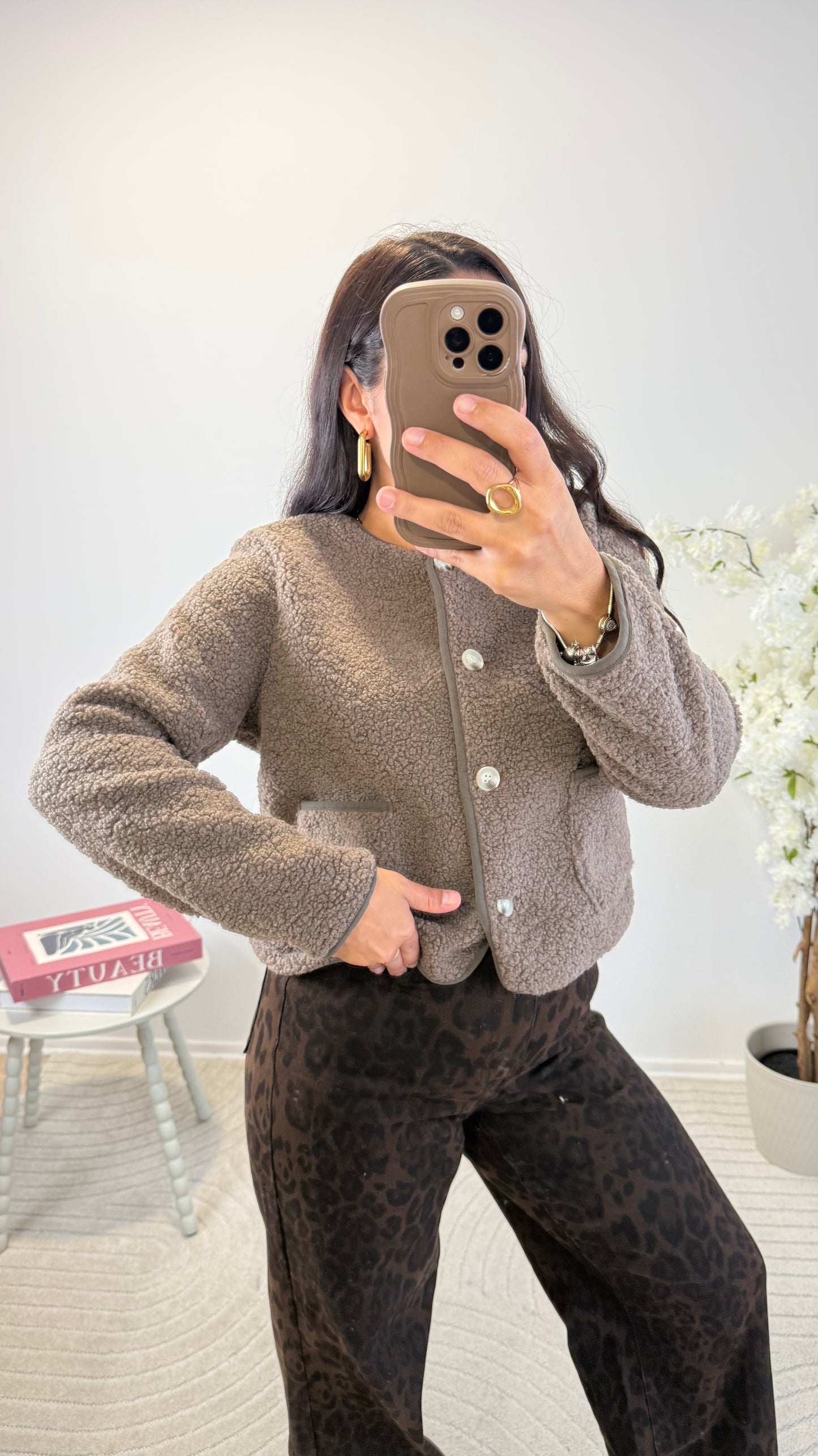 VESTE TEDDY NOISETTE