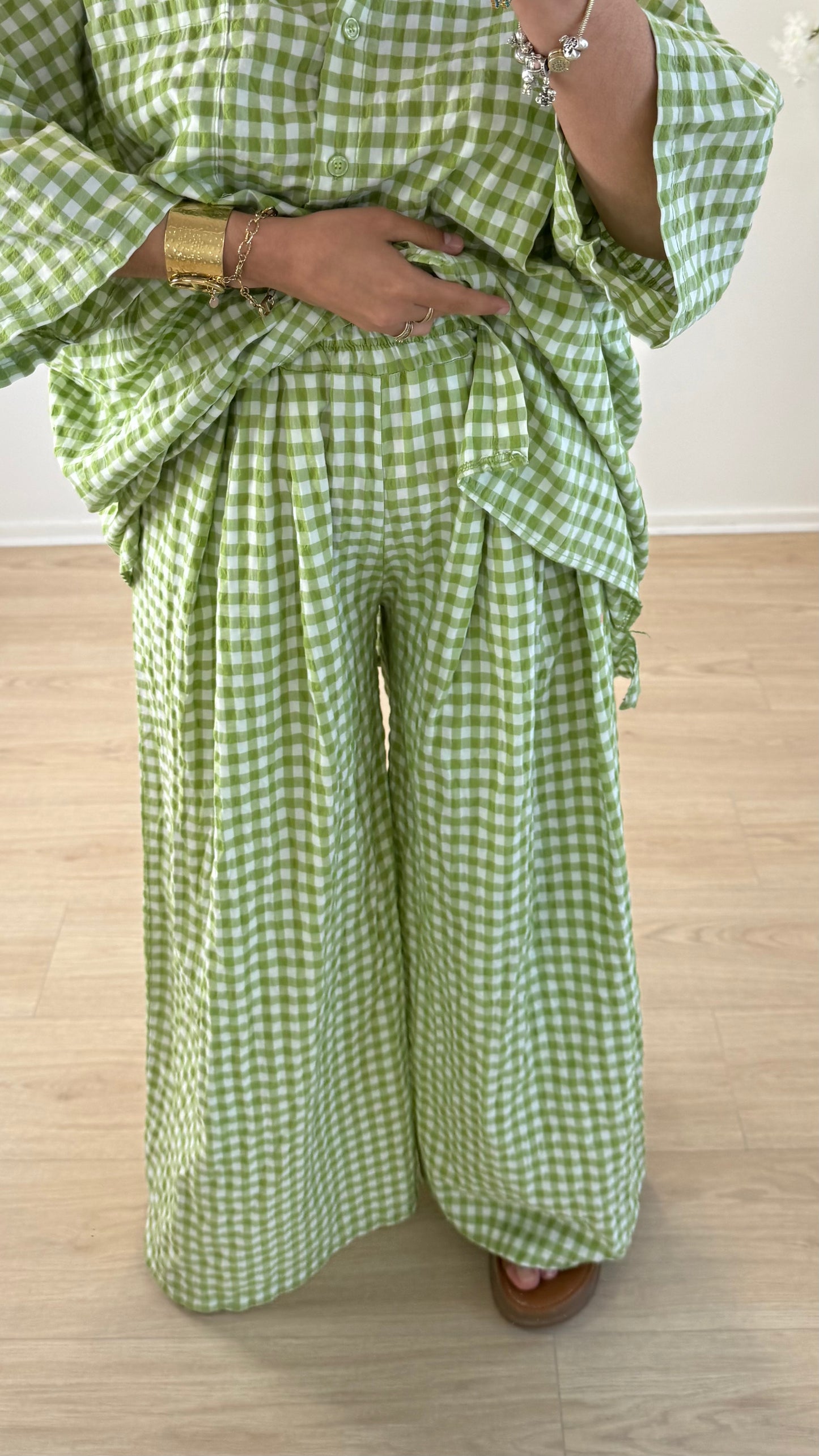 PANTALON VICHY VERT