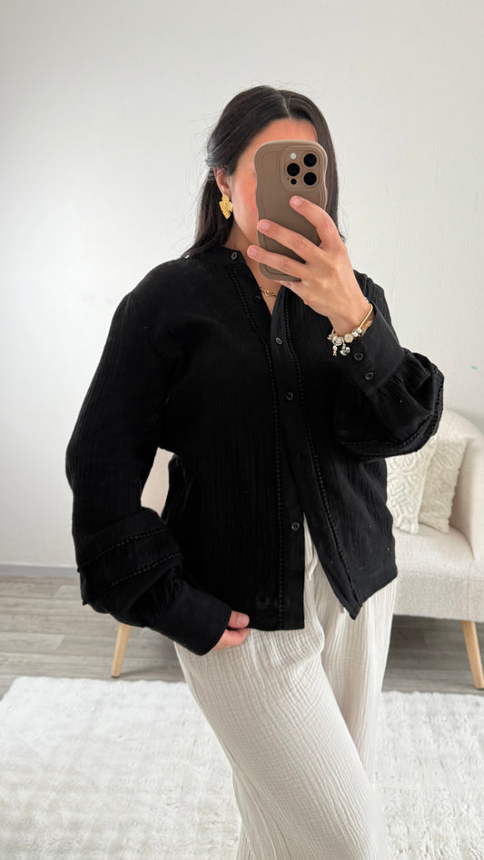 BLOUSE BLACK EN GAZ DE COTON