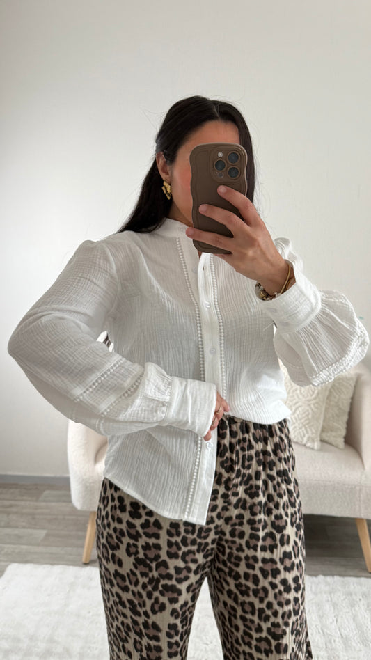 BLOUSE BLANC EN GAZ DE COTON