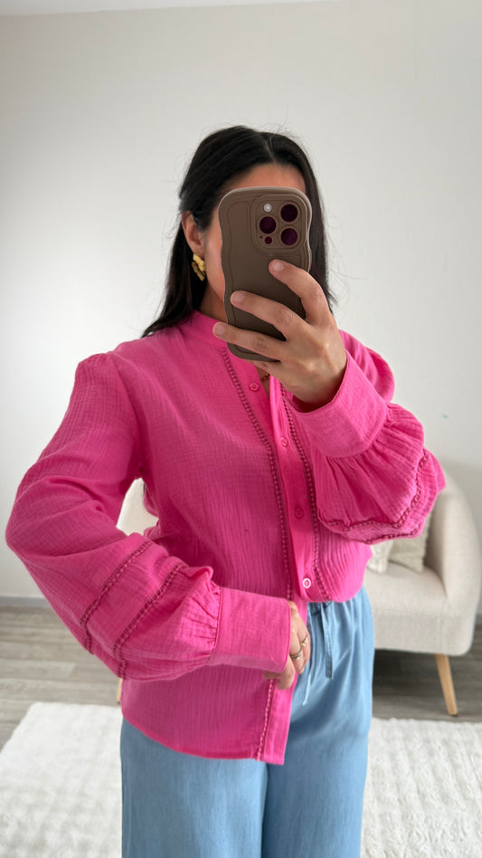 BLOUSE FUSHIA EN GAZ DE COTON
