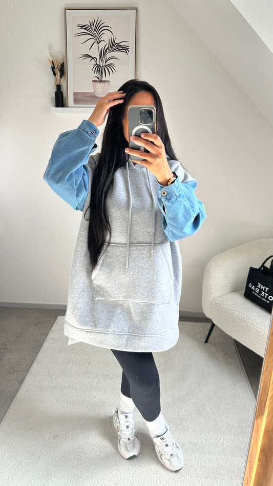 SWEAT À CAPUCHE NOUR GRIS