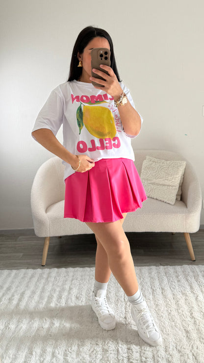 JUPE SHORT JUSTINE FUSHIA