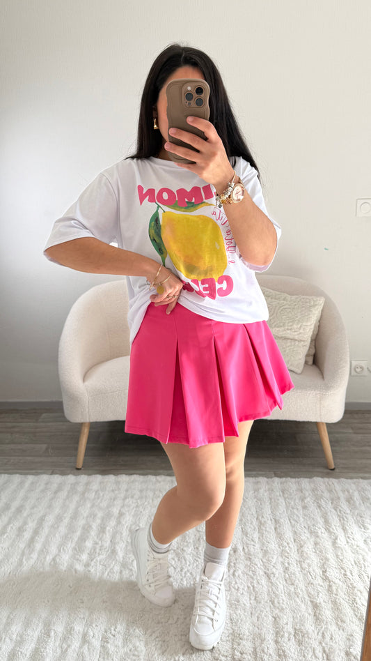 JUPE SHORT JUSTINE FUSHIA