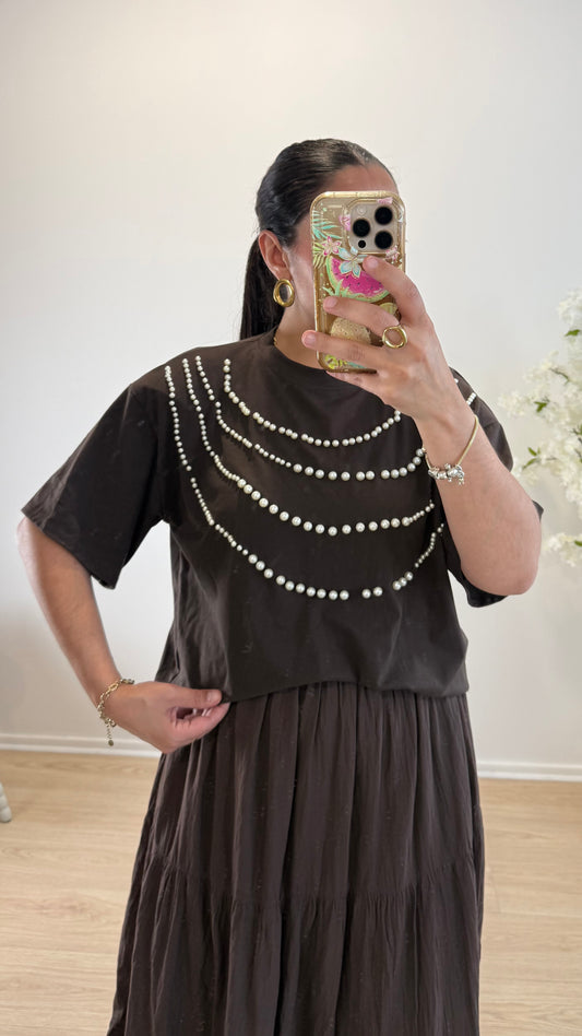 TEE SHIRT PERLE CHOCO