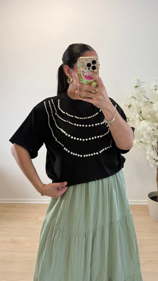 TEE SHIRT PERLE BLACK
