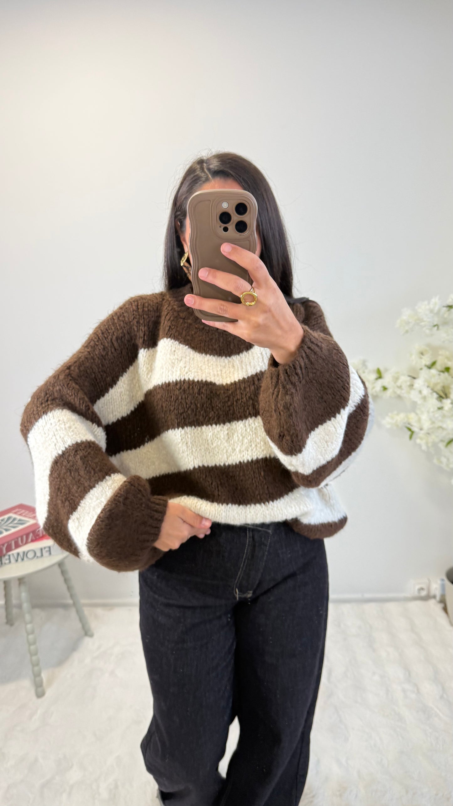 PULL NILA RAYÉ CHOCO&ÉCRU