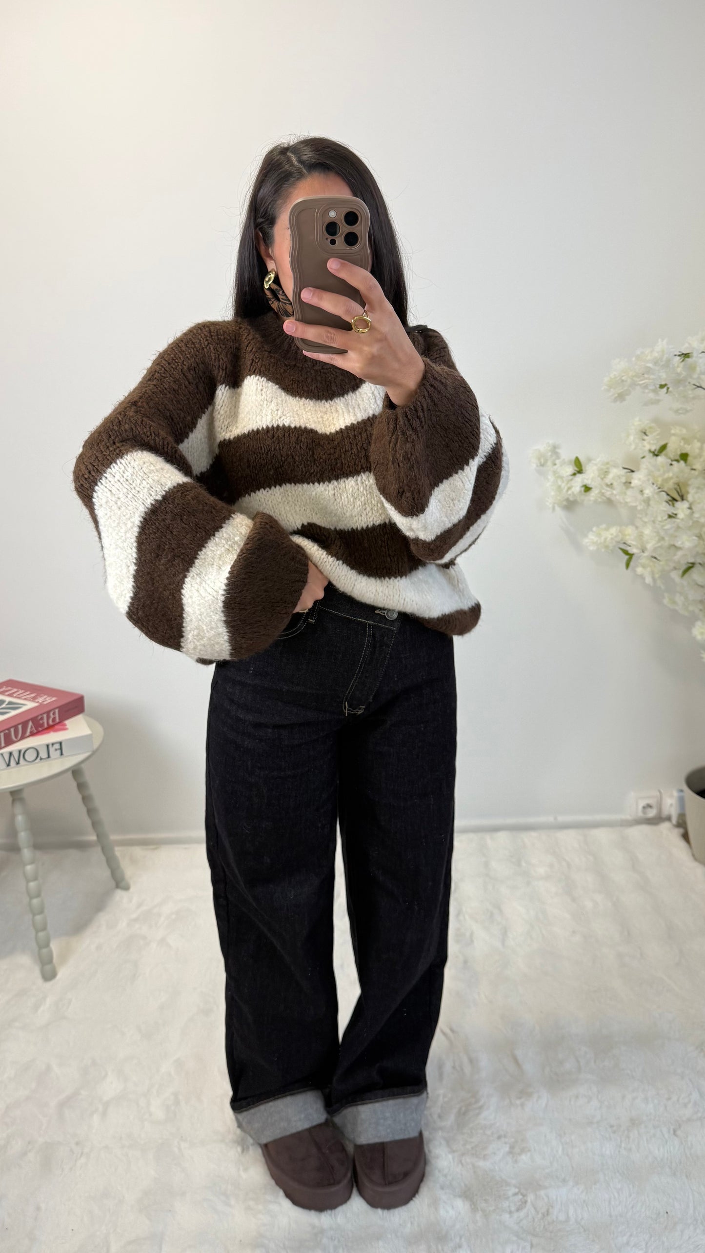 PULL NILA RAYÉ CHOCO&ÉCRU