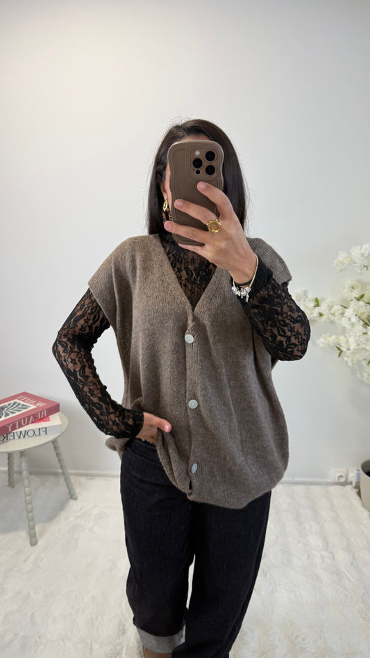 GILET RYM NOISETTE