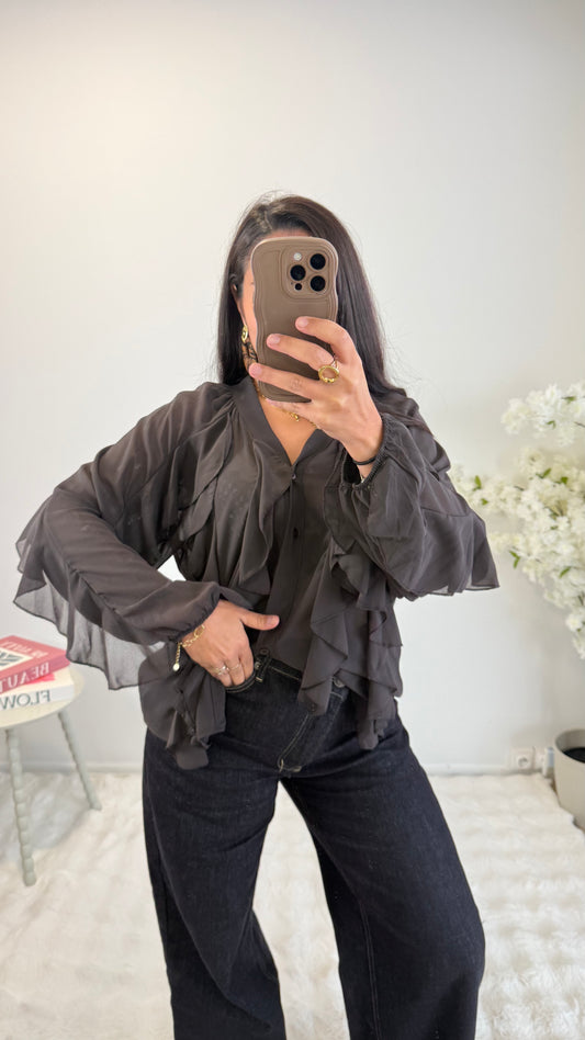 BLOUSE VOLANT CHOCO
