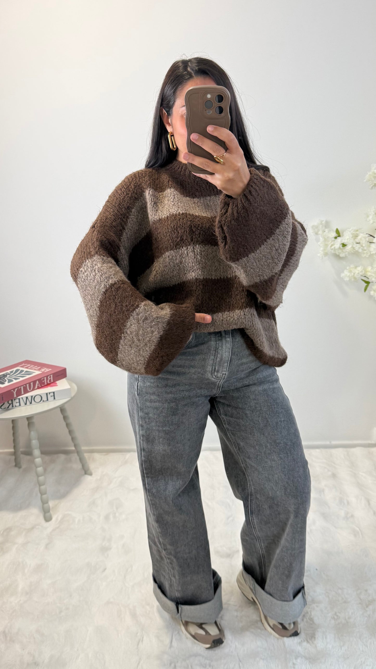 PULL NILA RAYÉ CHOCO&NOISETTE