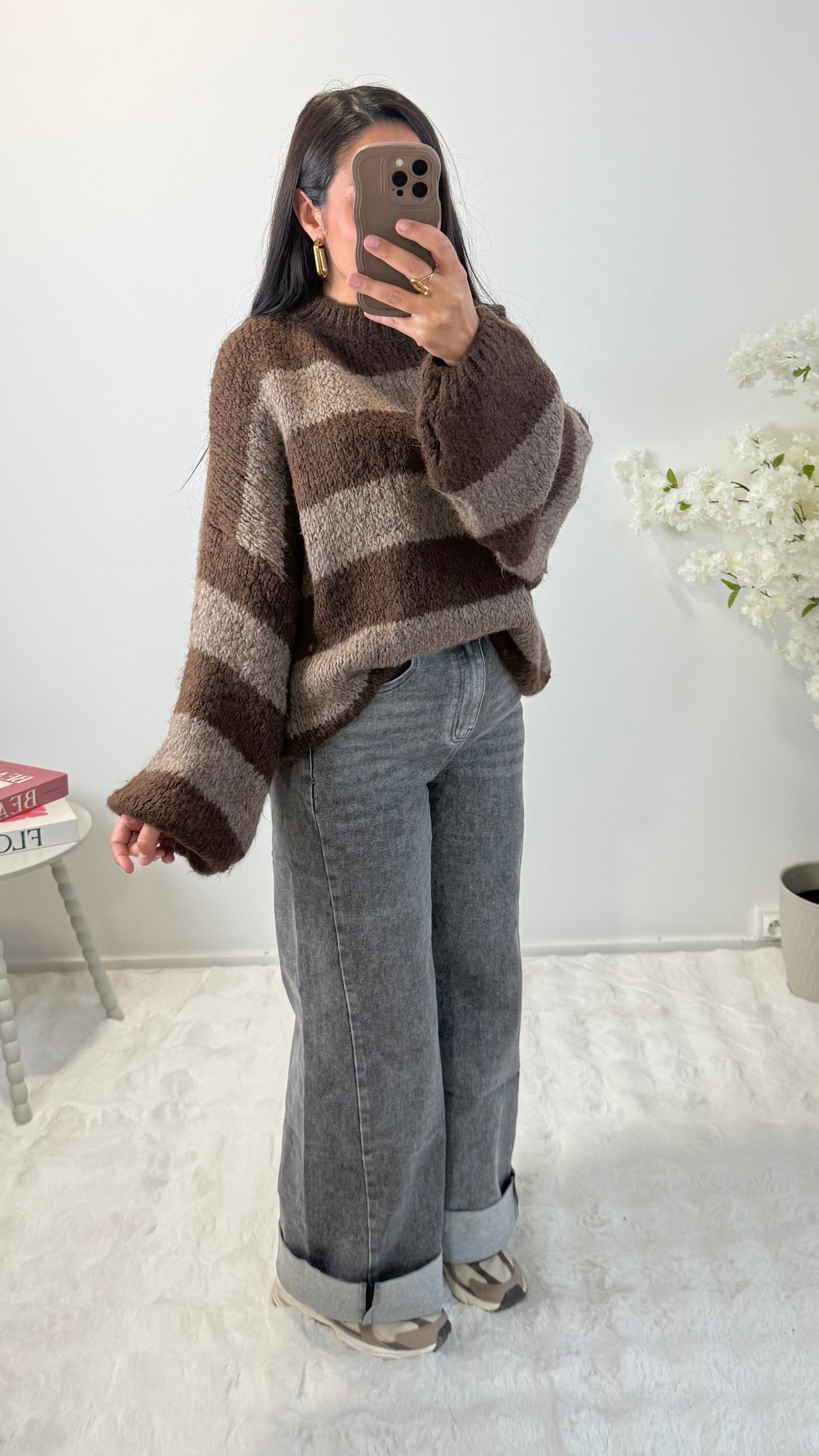 PULL NILA RAYÉ CHOCO&NOISETTE