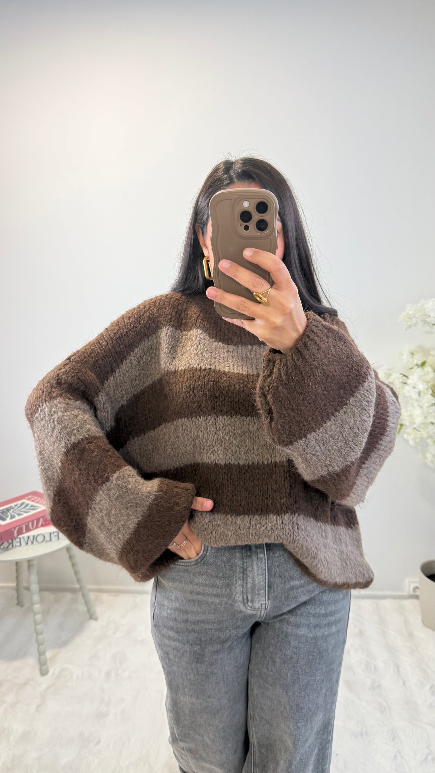PULL NILA RAYÉ CHOCO&NOISETTE