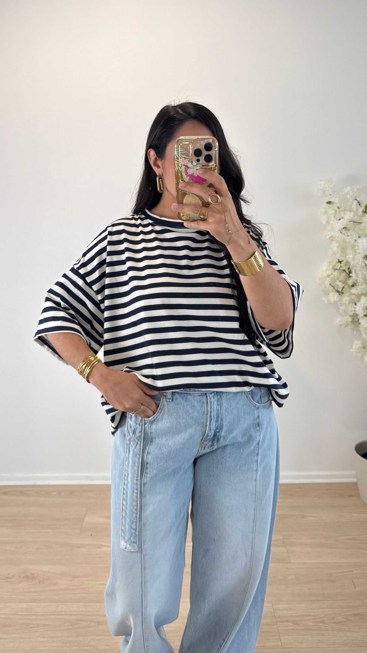 TEE SHIRT DAISY BLEU MARINE