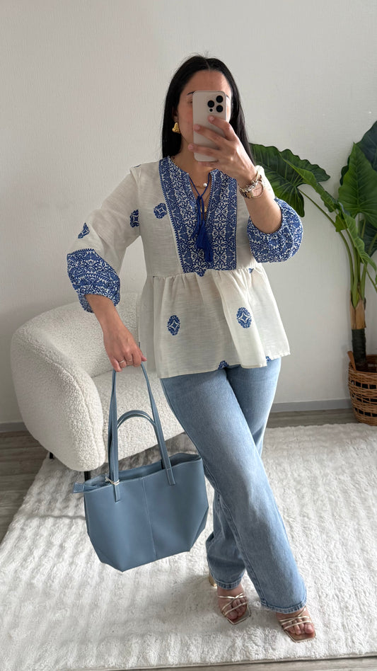 BLOUSE ORAN BLEU