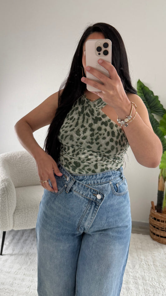BODY STELLA LÉOPARD VERT
