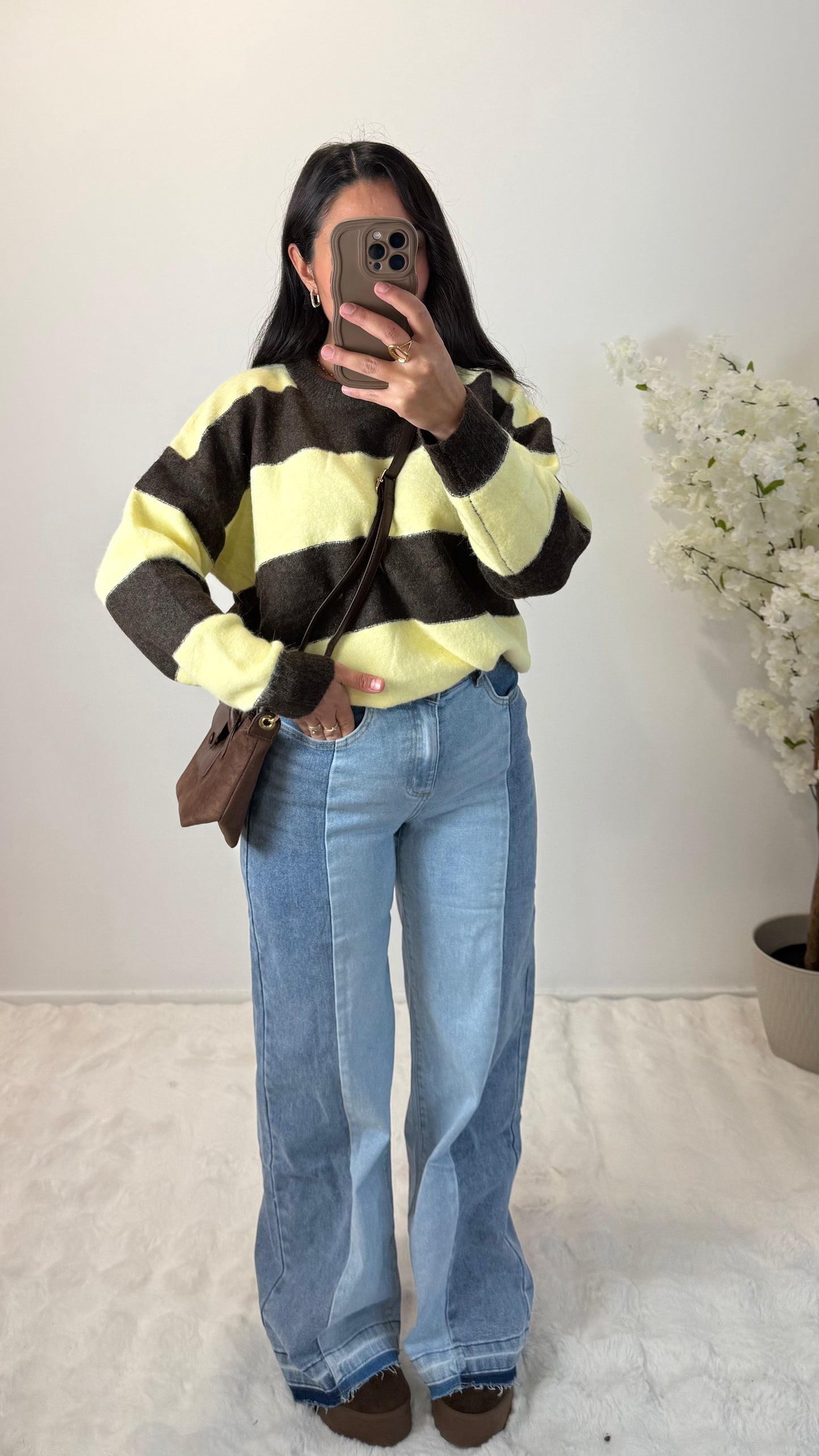 JEANS BI COULEUR WIDE LEG