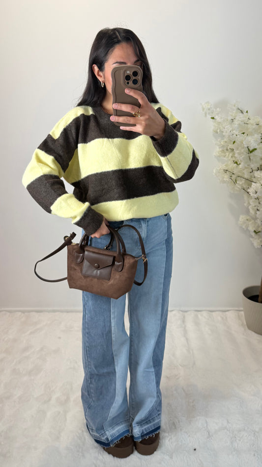 JEANS BI COULEUR WIDE LEG