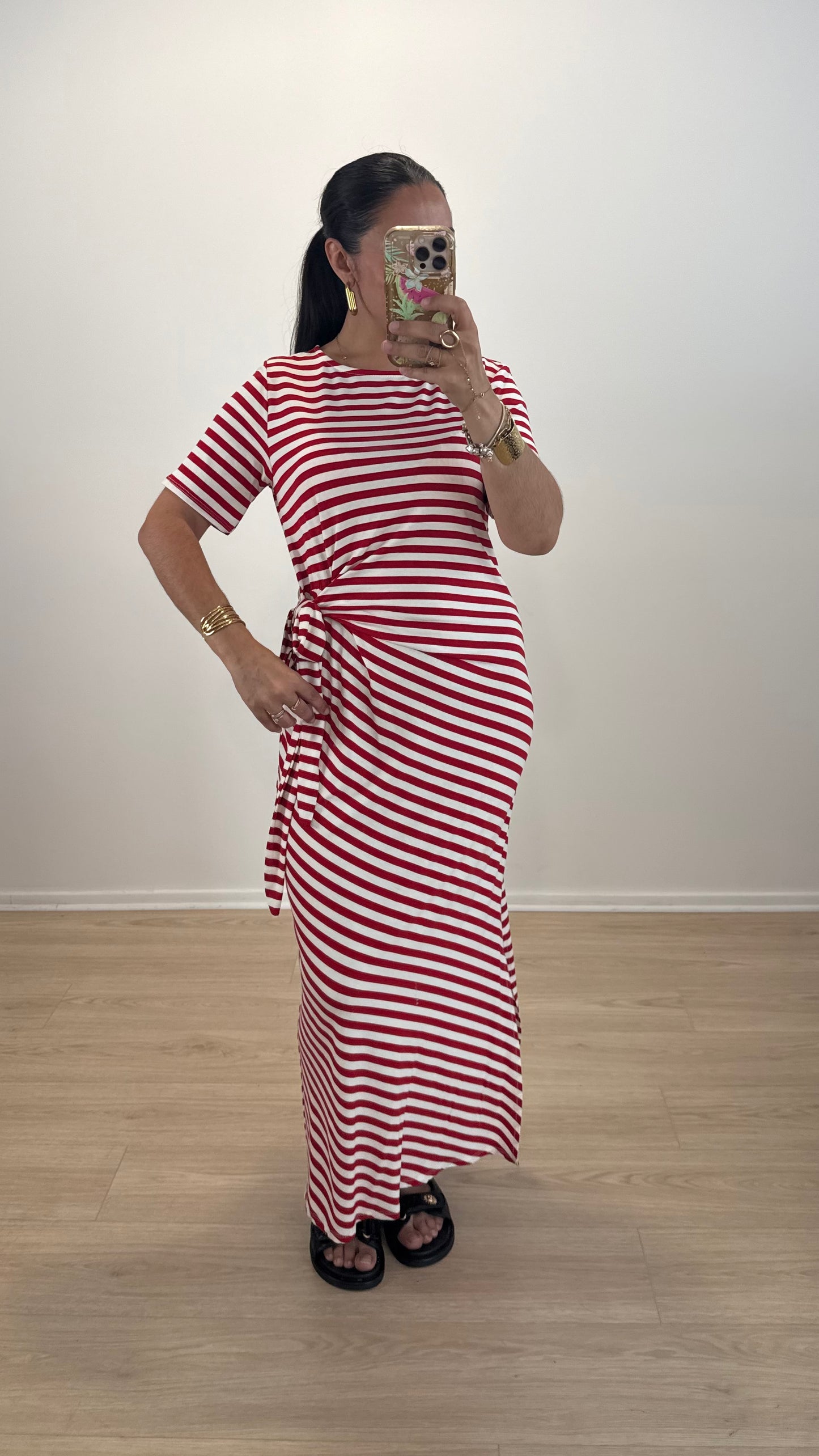ROBE RYM RAYÉ ROUGE