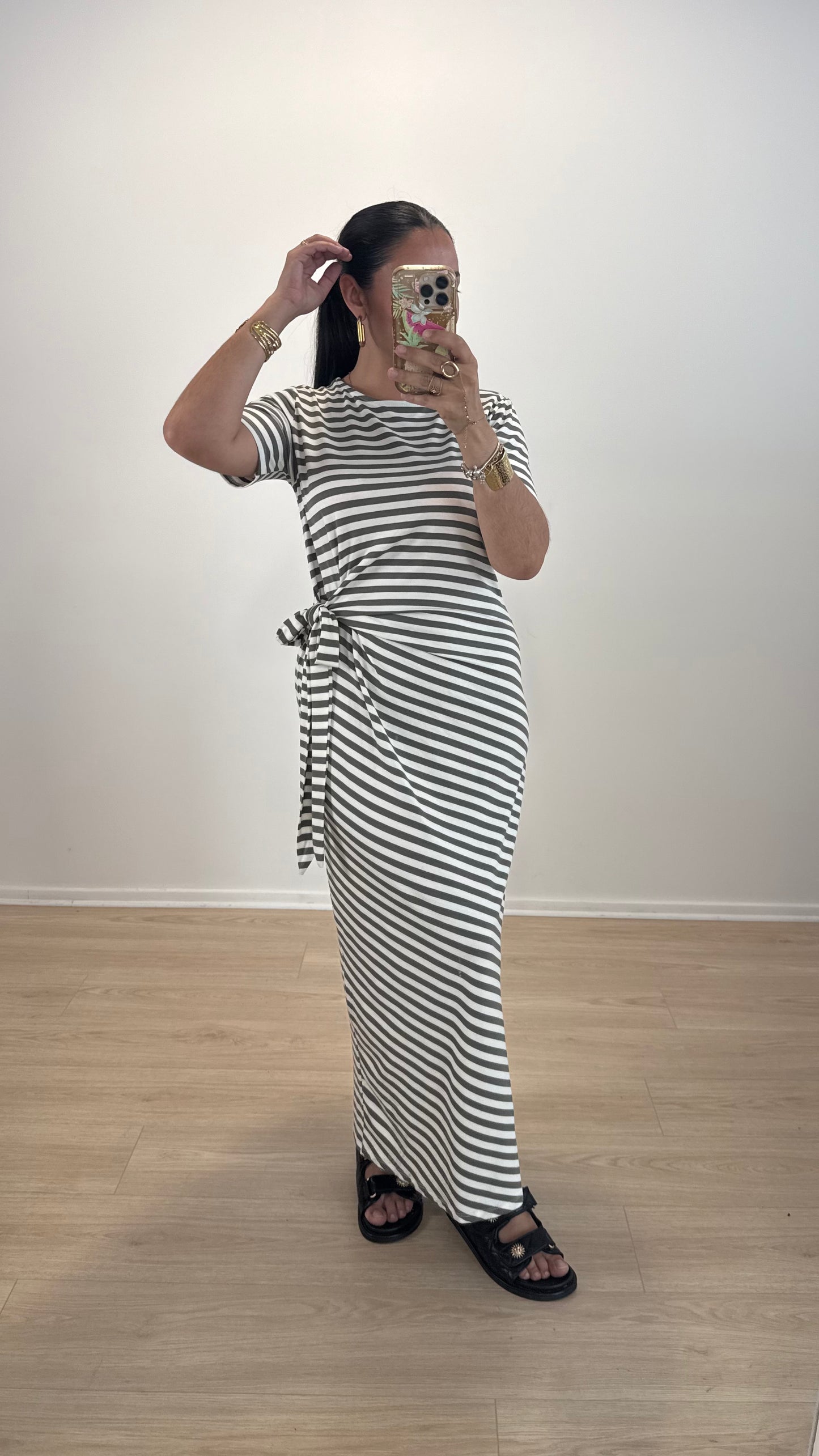 ROBE RYM RAYÉ KAKI
