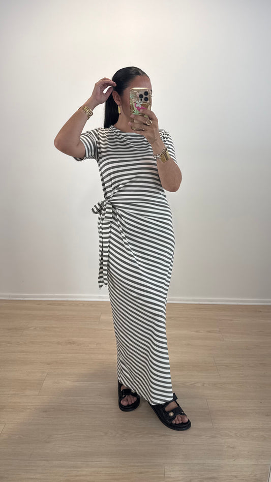 ROBE RYM RAYÉ KAKI