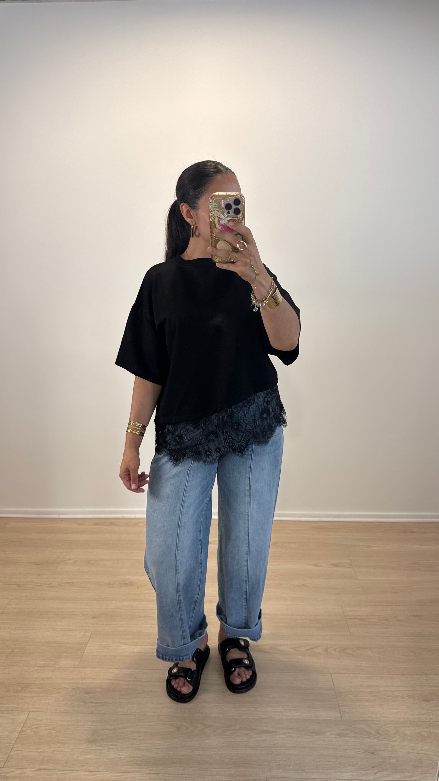 TEE SHIRT DENTELLE BLACK