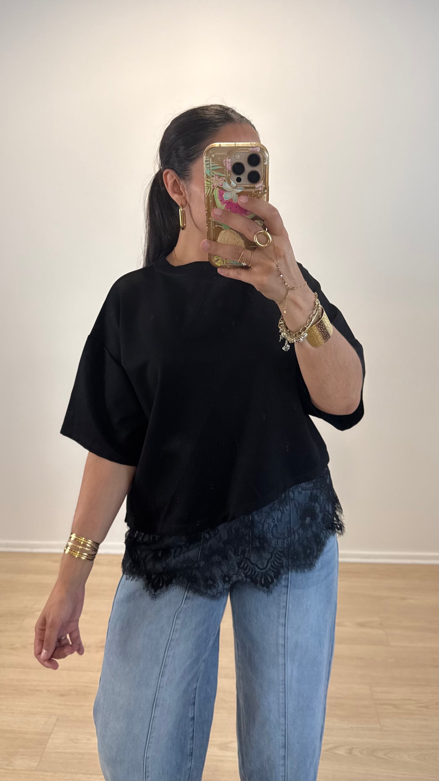 TEE SHIRT DENTELLE BLACK
