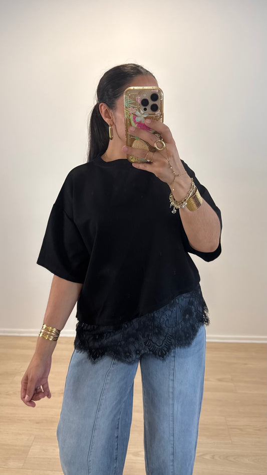 TEE SHIRT DENTELLE BLACK