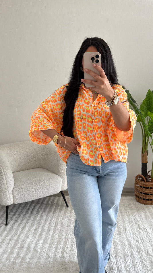 CHEMISE JULIETTE LÉOPARD ORANGE